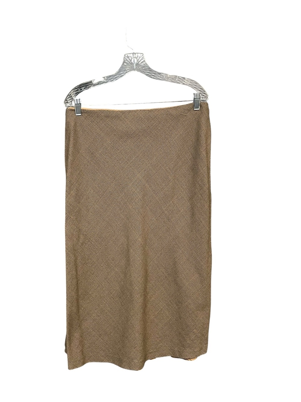 Lauren Ralph Lauren Wool Maxi Skirt Women 12 Brown Houndstooth Classic Old Money